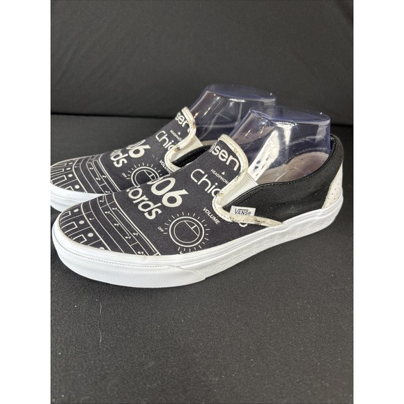 RARE Vans X 606 Records Custom Order Slip Ons, Discontinued, Black/White, Size 8 - Picture 4 of 9